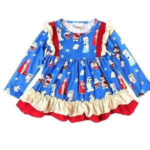 Little Bear & Bean Boutique Nativity Ruffle Twirl Christmas Dress Layers Stretch